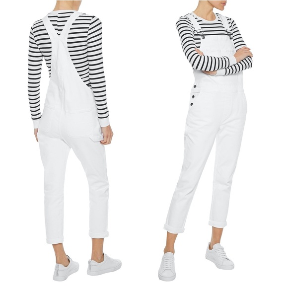 FRAME Denim Le Garcon Overalls in Blanc White Dungarees Size XS - Picture 4 of 4